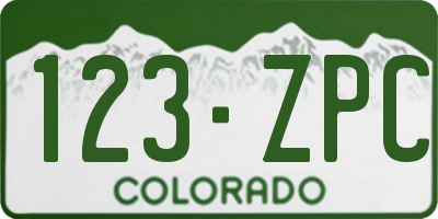CO license plate 123ZPC
