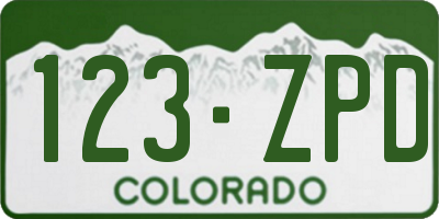 CO license plate 123ZPD