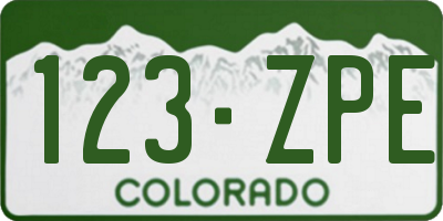 CO license plate 123ZPE