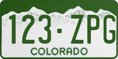 CO license plate 123ZPG