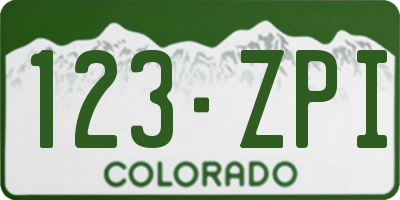 CO license plate 123ZPI