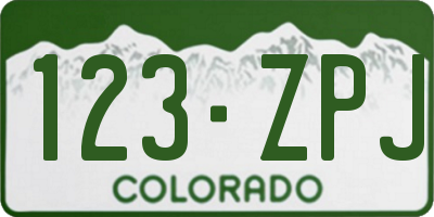 CO license plate 123ZPJ