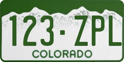 CO license plate 123ZPL