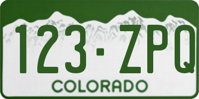 CO license plate 123ZPQ