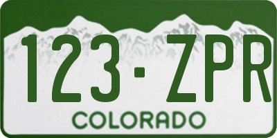 CO license plate 123ZPR