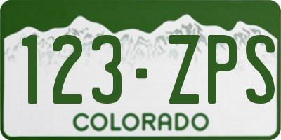 CO license plate 123ZPS