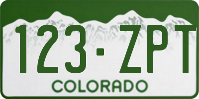 CO license plate 123ZPT