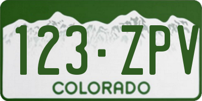 CO license plate 123ZPV