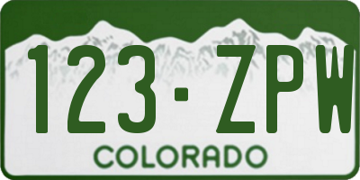 CO license plate 123ZPW