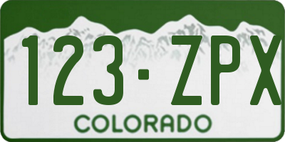 CO license plate 123ZPX