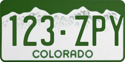 CO license plate 123ZPY