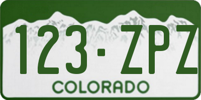 CO license plate 123ZPZ
