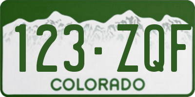 CO license plate 123ZQF