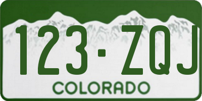 CO license plate 123ZQJ