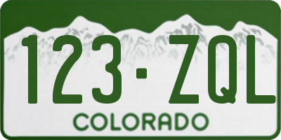 CO license plate 123ZQL