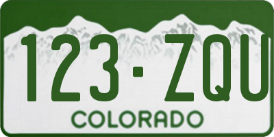 CO license plate 123ZQU