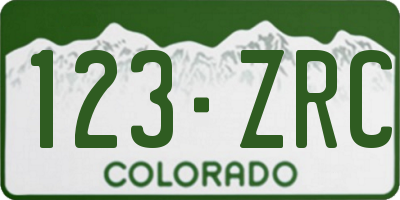 CO license plate 123ZRC