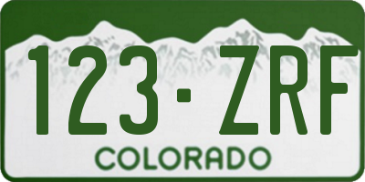 CO license plate 123ZRF