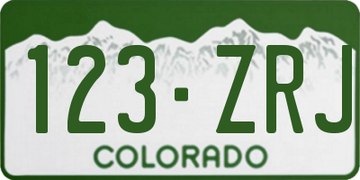 CO license plate 123ZRJ