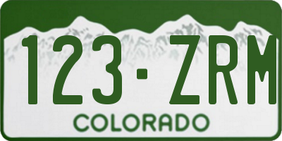 CO license plate 123ZRM