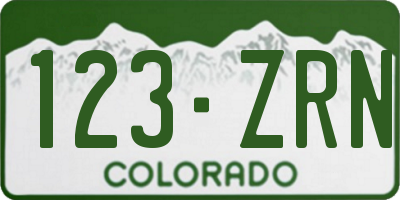 CO license plate 123ZRN