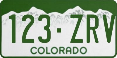 CO license plate 123ZRV