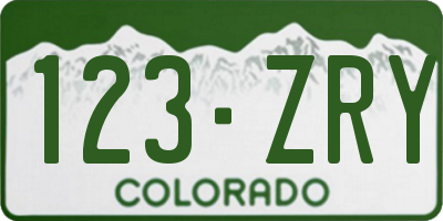 CO license plate 123ZRY