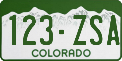 CO license plate 123ZSA
