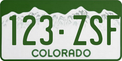 CO license plate 123ZSF