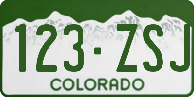 CO license plate 123ZSJ