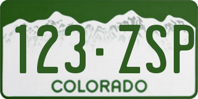 CO license plate 123ZSP