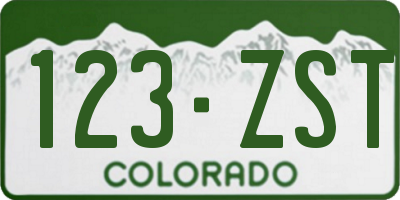 CO license plate 123ZST