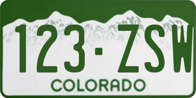 CO license plate 123ZSW