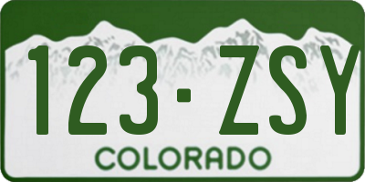 CO license plate 123ZSY