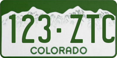 CO license plate 123ZTC