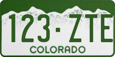 CO license plate 123ZTE