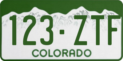 CO license plate 123ZTF