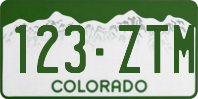 CO license plate 123ZTM