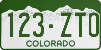 CO license plate 123ZTO