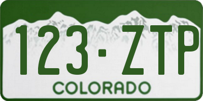 CO license plate 123ZTP