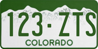 CO license plate 123ZTS