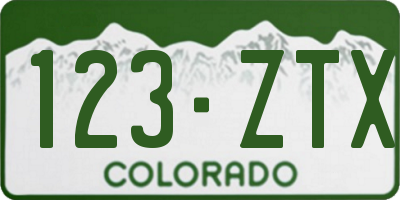 CO license plate 123ZTX