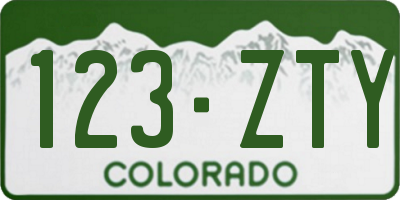 CO license plate 123ZTY