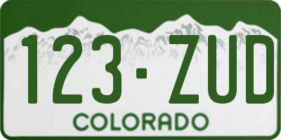 CO license plate 123ZUD