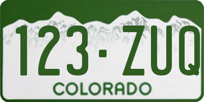 CO license plate 123ZUQ