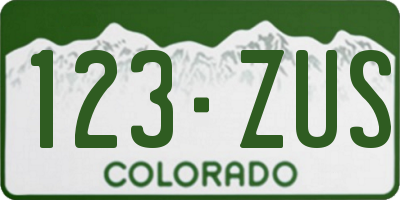 CO license plate 123ZUS