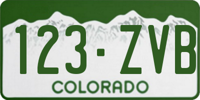 CO license plate 123ZVB