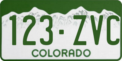 CO license plate 123ZVC