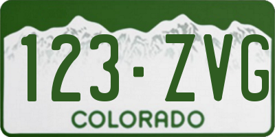 CO license plate 123ZVG