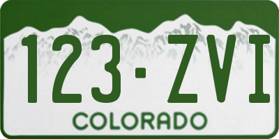 CO license plate 123ZVI
